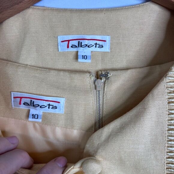 Talbots Vintage Yellow 2 Piece Set Sheath Dress & Blazer Linen Blend Size 10 - Picture 9 of 11